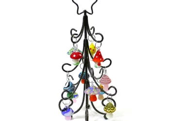 Charming Bronze Iron Ornaments with Colorful Mini Mushroom Accents for Festive Holiday Decor